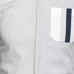 Dior Grey Cotton Contrast Pocket Detail Button Front Shirt S 