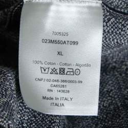 Pre Owned Dior Blue/White Cotton Oblique Long Sleeve Overshirt XL