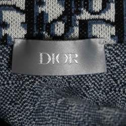 Pre Owned Dior Blue/White Cotton Oblique Long Sleeve Overshirt XL