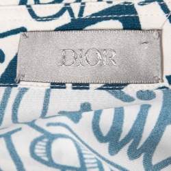 Dior White and Blue Swirl Logo Printed Shirt XL