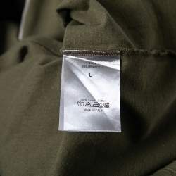Dior Homme Green Applique Cotton Crew Neck T-Shirt L