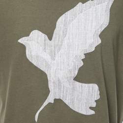Dior Homme Green Applique Cotton Crew Neck T-Shirt L