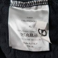 Dior Navy Blue Oblique Monogram Jacquard Terry Short Sleeve T-Shirt XL