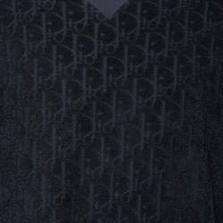 Dior Navy Blue Oblique Monogram Jacquard Terry Short Sleeve T-Shirt XL