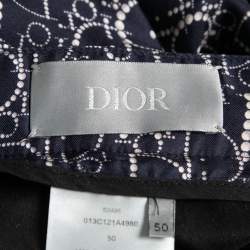 Dior Navy Blue Silk Pearl Print Shorts L