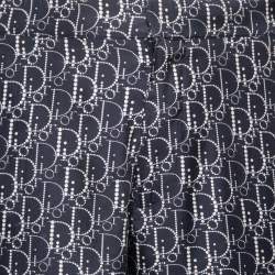 Dior Navy Blue Silk Pearl Print Shorts L