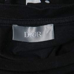 Pre Owned Dior Black Cotton Logo Print Short Sleeve T-Shirt XS
