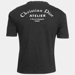 Pre Owned Dior Black Cotton Logo Print Short Sleeve T-Shirt XS