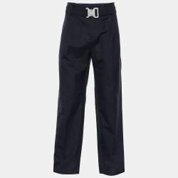 Dior Homme Hale Navy Cotton Faille Belt Detail Pleated Pants XL