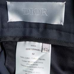 Dior Homme Hale Navy Cotton Faille Belt Detail Pleated Pants XL