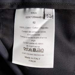 Dior Homme Hale Navy Cotton Faille Belt Detail Pleated Pants XL