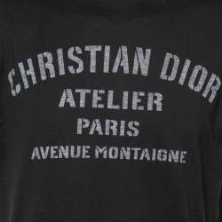 Dior Black Logo Printed Cotton Short Sleeve T-Shirt M