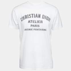 Dior White Cotton Logo Print Crewneck T-Shirt M 