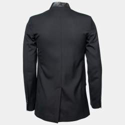 Dior Homme Black Wool & Leather Lapel Single-Breasted Blazer S
