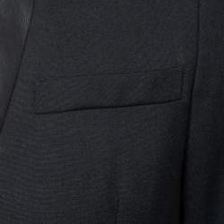 Dior Homme Black Wool & Leather Lapel Single-Breasted Blazer S
