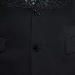 مملوكة مسبقًا Dior Black Wool & Leather Embellished Single Breasted Blazer S