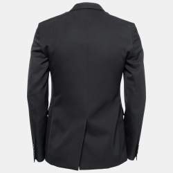 مملوكة مسبقًا Dior Black Wool & Leather Embellished Single Breasted Blazer S