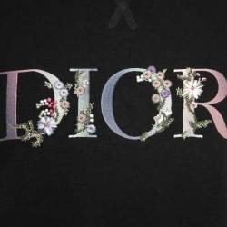 Dior Homme Black Cotton Flower-Embroidered T-Shirt S