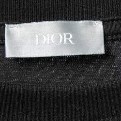 Dior Homme Black Cotton Flower-Embroidered T-Shirt S