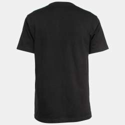 Dior Homme Black Cotton Flower-Embroidered T-Shirt S