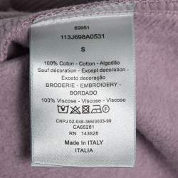 مملوكة مسبقًا Dior Pink Violet CD Icon-Embroidered Cotton Fleece Hoodie S