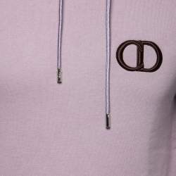 مملوكة مسبقًا Dior Pink Violet CD Icon-Embroidered Cotton Fleece Hoodie S
