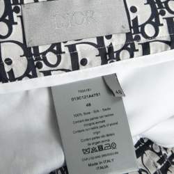 Dior Blue Oblique Printed Silk Bermuda Shorts M