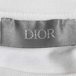 Pre Owned Dior White Logo Printed Cotton Short Sleeve T-Shirt S