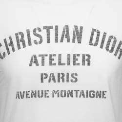 Pre Owned Dior White Logo Printed Cotton Short Sleeve T-Shirt S