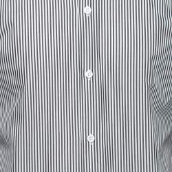 Dior Navy Blue Striped Cotton Open Collar Classic Shirt M 