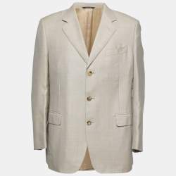 Christian Dior Vintage Cream Wool & Silk Single-Breasted Blazer XL