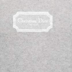 Pre Owned Dior Grey Logo Embroidered Cashmere Knit Long Sleeve Jumper M