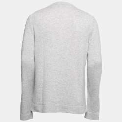 Pre Owned Dior Grey Logo Embroidered Cashmere Knit Long Sleeve Jumper M