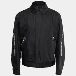Dior Black Gabardine Monogram Trim Detail Zip-Up Jacket XL