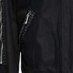 Dior Black Gabardine Monogram Trim Detail Zip-Up Jacket XL