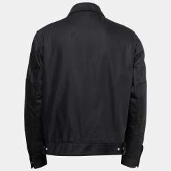 Dior Black Gabardine Monogram Trim Detail Zip-Up Jacket XL