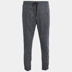 Dior Grey Checked Patterned Wool Jogger Pants L