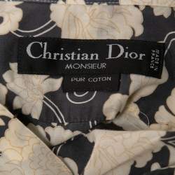 Pre Owned Christian Dior Monsieur Vintage Blue Floral Printed Cotton Short Sleeve Shirt XL