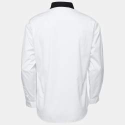 Dior Homme White Cotton Bee Embroidered Contrast Collar Shirt L