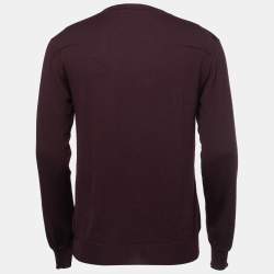 Pre Owned Dior Homme Plum Purple Wool V-Neck Jumper M