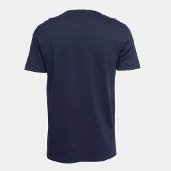 Pre Owned Dior Homme Navy Blue Cotton Bee Embroidered T-Shirt L