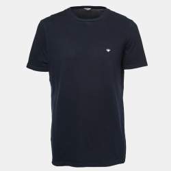 Dior Navy Blue Bee Embroidered Cotton Crew Neck T-Shirt L