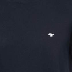 Dior Navy Blue Bee Embroidered Cotton Crew Neck T-Shirt L