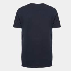 Dior Navy Blue Bee Embroidered Cotton Crew Neck T-Shirt L
