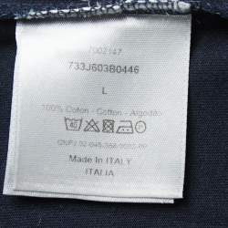 Dior Navy Blue Bee Embroidered Cotton Crew Neck T-Shirt L