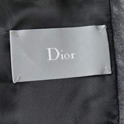 Dior Homme Black Leather Zip Front Bomber Jacket XL