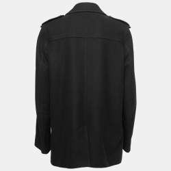 Dior Black Wool Blend Double Breasted Peacoat L