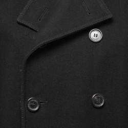Dior Black Wool Blend Double Breasted Peacoat L