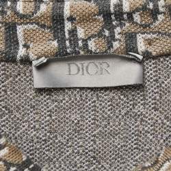 Dior Brown & Grey Oblique Logo Jacquard Knit Button Front Shirt XXL