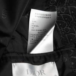 Dior Black Silk Monogram Detail Single Breasted Blazer L